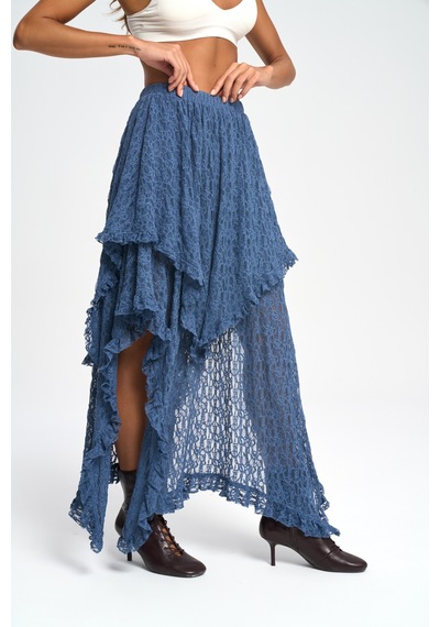 Mai Collection Mai Studios Co. Mireya Asimetrik İndigo Dantel Etek İndigo