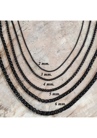 Chavin 60 Cm. Uzun Siyah 3 Mm. Erkek Çelik Zincir Dt37 (478258188)