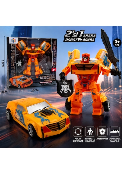 Kutulu Dönüşen Transformers Robot Araba Robot Ve Spor Araba 2'si 1 Arada Dönüşebilen Oyuncak