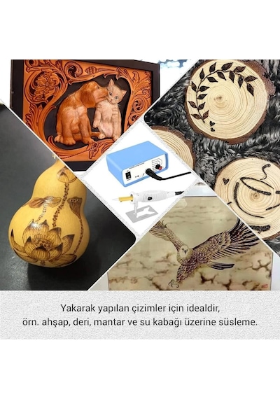 Class ZD-8905 New Isı Ayarlı Ahşap Yakma Makinesi 4X Gölgeleme Uçlu Set + Tel Fırça