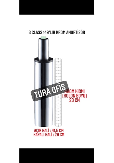 Turaofis Tura Ofis 140'Lık Krom Amortisör Ofis Koltuğu Yedek Parçası