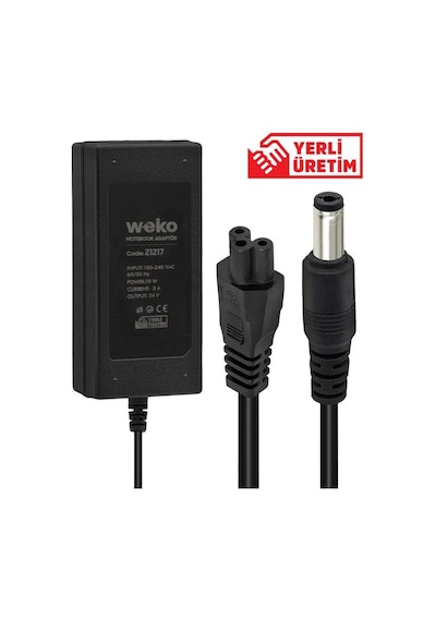 Weko 24 Volt 3 Amper 70 Watt Notebook Yerli Üretim Adaptör 5.5 2.5 Uçlu