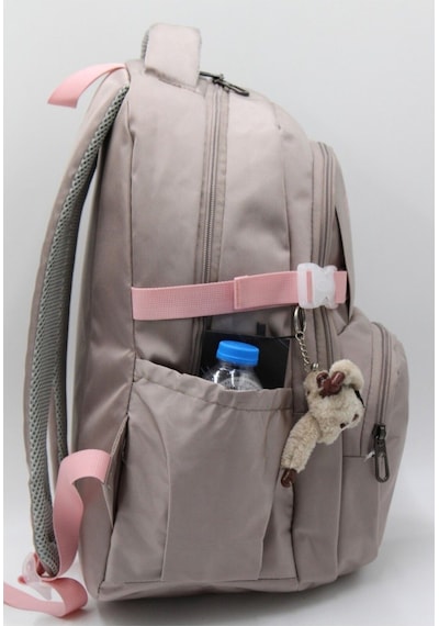 Özel Su Geçirmez Kumaş Unisex Okul Çantası Gripembe Gri - Pembe Gri - Pembe