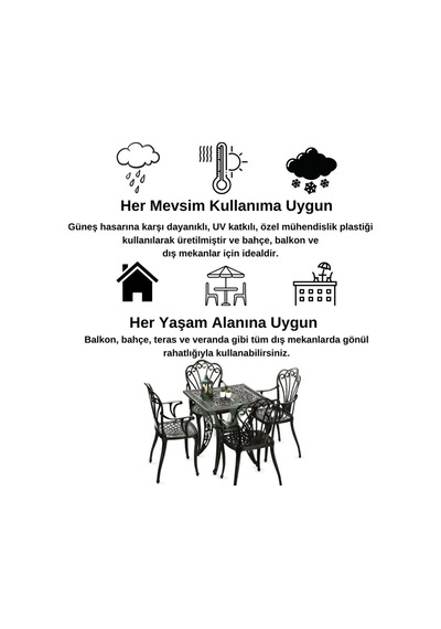 Ceritti Ferforje Görünümlü Plastik 4 Kişilik Kare Masa Takımı-111 Siyah Ceritti Ferforje Görünümlü Plastik 4 Kişilik Kare Masa Takımı-111 Siyah