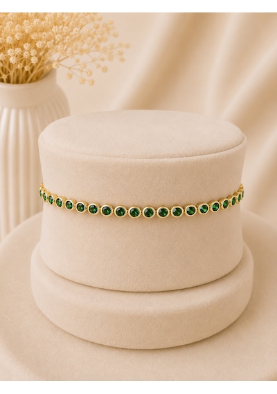 Valmont Accessories Kadın Gold Renk Fuşya Taşlı Su Yolu Bileklik Pembe