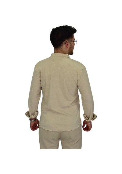 Erkek Likralı Spor Silim Fit Gömlek Bgl-st04333 Bej