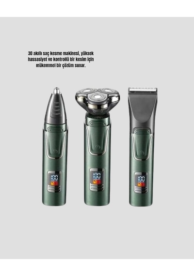 3d Akıllı Kesim Teknolojili Şarjlı Tıraş Seti 3 Başlıklı Paslanmaz Çelik Bıçaklı Mh-hs0013-7764
