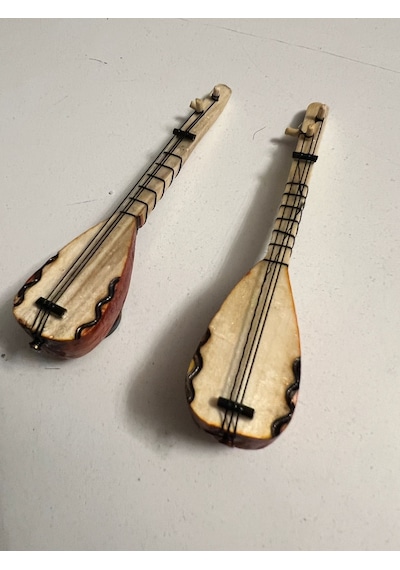 2 Adet Birden 10 Cm Magnetli Minyatür Saz Bağlama Buz Dolabı Süsü