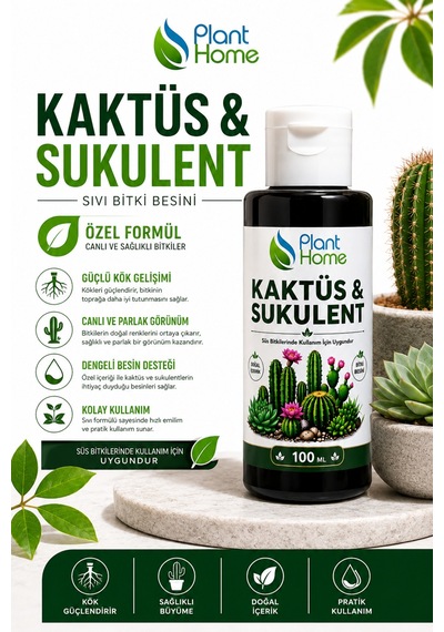 Kaktüs Ve Sukulent Sıvı Bitki Besini 100 Ml Güçlü Kök Gelişimi, Sağlıklı Büyüme, Kaktüs Besini, Sukulent Besini Diğer