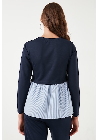 Lela Bisiklet Yaka Gömlekli  Oversize Fit Oysho Kumaş Bayan Sweat 5865880 Lacivert