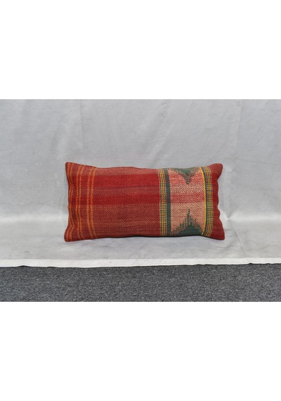 Zehra Abla Halı Yeni El Dokuma Dekorluk Lumbar Kilim Kırlent Yastık Kılıfı 7416 Çok Renkli