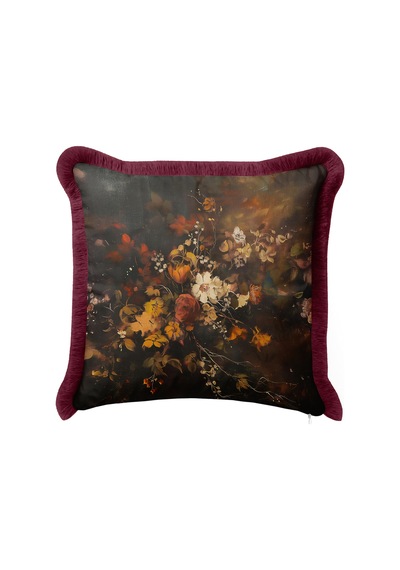 Vintage Çiçek Barok Saçaklı Yastık Kılıfı - Sanatsal Floral Kahverengi Bordo Püsküllü Kırlent Kılıfı Kadim Lagün Nektar Vintage Çiçek Barok Saçaklı Yastık Kılıfı - Sanatsal Floral Kahverengi Bordo Püsküllü Kırlent Kılıfı Kadim Lagün Nektar