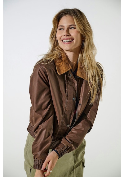 Only Kadın Regular Fit Kadife Gömlek Yaka Kısa Mont - 15335923 Kahverengi