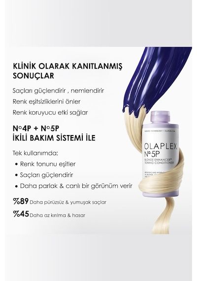 Olaplex No:4p Blonde Enhancer Şampuan 250 ML + No:5p Saç Kremi 250 ML + No:8 Maske 100 ML