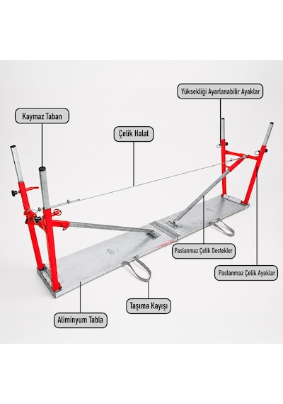 Alüminyum Gövdeli Çelik Ayaklı Teleskopik Katlanır İnşaat İskelesi - 400 Kg Taşıma Kapasitesi 90x24x100cm