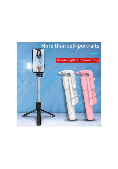 Bluetooth Lu Led Işıklı Selfie Çubuğu Uzaktan Kumandalı Yatay Özçekim Tripod