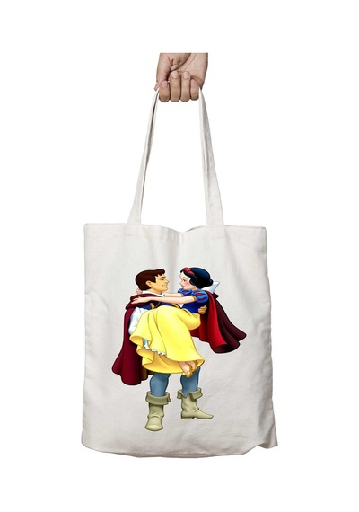 Art Hediye Snow White Pamuk Prenses İki Tarafı Kalıcı Baskılı Yıkanabilir Çanta Çok Renkli