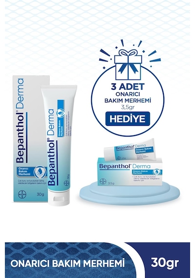 Bepanthol Derma Onarıcı Bakım Merhemi 30 G + Onarıcı Bakım Merhemi 3 x 3.5 G