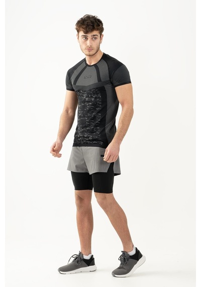 Maraton Active Slimfit Erkek Bisiklet Yaka Kısa Kol Koşu Siyah T-Shirt 821078-Siyah