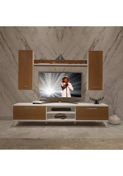 Decoraktiv Eko 7 Mdf Dvd Retro Tv Ünitesi Tv Sehpası Beyaz - Ceviz