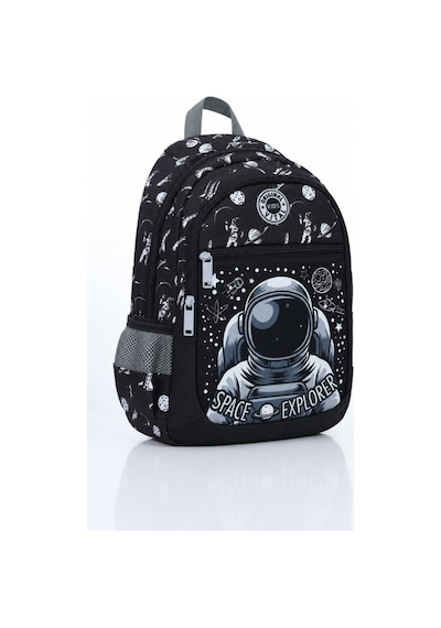 Vital Serisi Siyah Erkek Çocuk Uzay Astronot Desenli Beslenme Ve Okul Çantası Seti