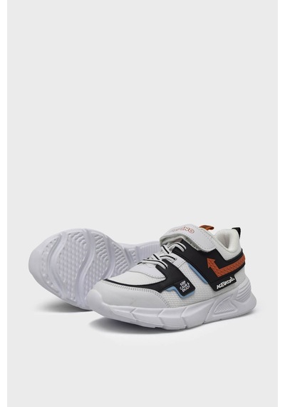 Pepino P-1432 Beyaz Turuncu Unısex Çocuk Çift Cırtlı Sneaker Beyaz Turuncu