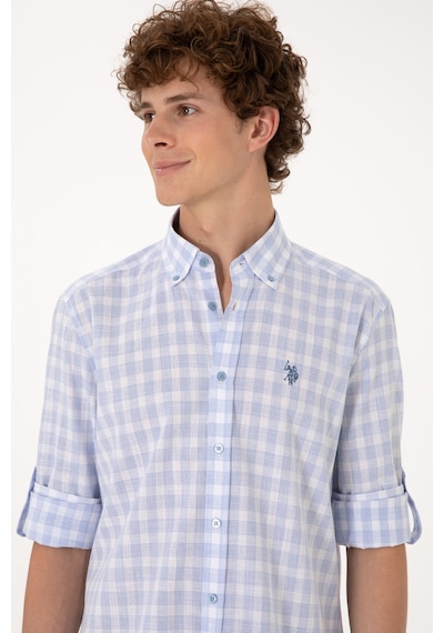 U.s. Polo Assn. Erkek Açık Mavi Gömlek Desenli 50306290-vr003 Acık Mavı