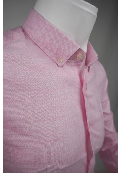 Elitpark %100 Pamuk Cepsiz Regular Fit Pembe Erkek Gömlek