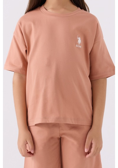 U.S. Polo Assn. U.s. Polo Assn Kız Çocuk Kahverengi Bermuda Takım Us1848-c-v34 Kahverengi