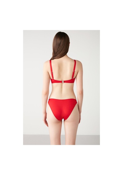Kom Solena Halka Detaylı Düz Renk Bikini Kırmızı