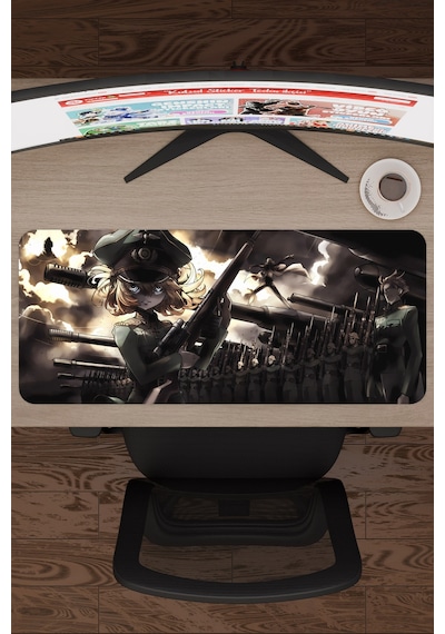 Youjo Senki Kaymaz Dikişli Kauçuk Oyuncu Mousepad V4 - 70x30 Xl Gaming Mouse Pad Fare Altlığı
