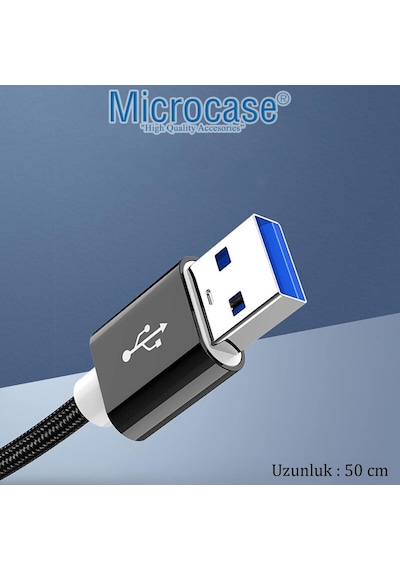 Yüksek Hızlı Usb 3.0 Örgülü Uzatma Kablosu - 50 Cm Al2865 Standart