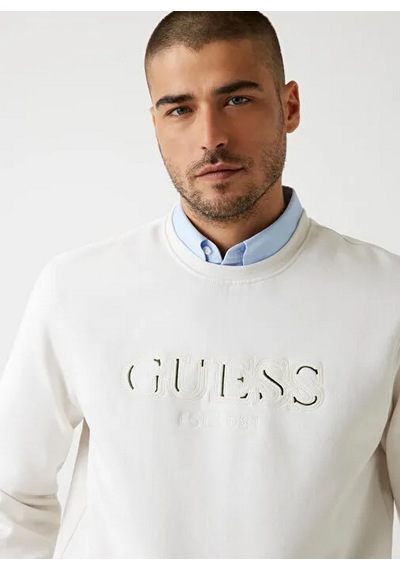 Guess M5bq08k9z21 Cn Basic Erkek Sweatshirt Beyaz