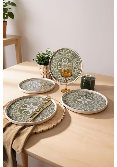 Timeless Green Stackable Servis Tabağı 27 Cm 4 Adet 21975 Çok Renkli