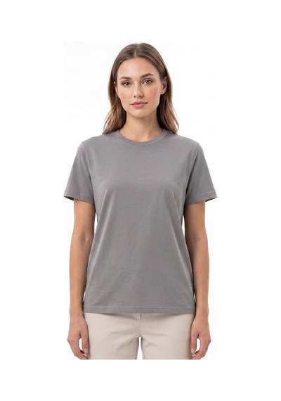 Goffra Kadın Vision Bisiklet Yaka Premium Kalite Yoğun Dokulu Pamuklu T-shirt Koyu Gri W101-r0220-04