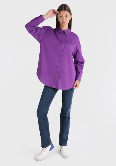 Colin's Colins Regular Fit Sırt Dekolteli Mor Kadın Uzun Kol Gömlek Cl1065050 Mor