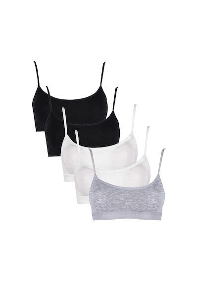 Comfort Secret Kadın Renkli 5 Li Ip Askılı Pedli Sporcu Sütyen Yarım Atlet 2 Siyah 2 Beyaz 1 Gri