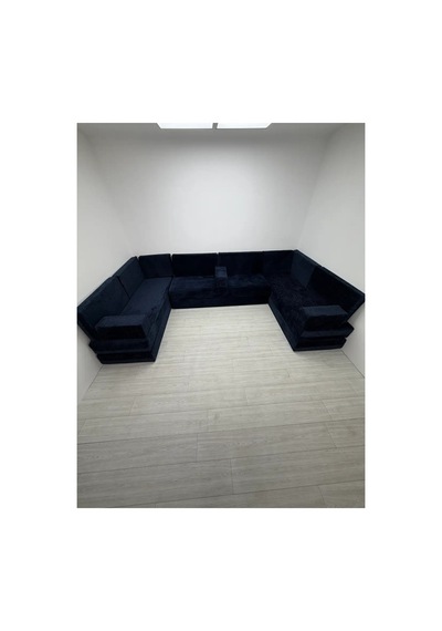 Premium Kadife Kumaş, Konforlu Yer Kanepesi ,modüler Şark Köşesi Takımı - Lacivert - 40 Cm - U Set