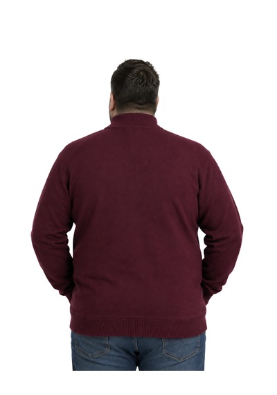 Battalmoda Erkek Büyük Beden Bordo Basic Cepli Triko Hırka 3xl-4xl-5xl-6xl