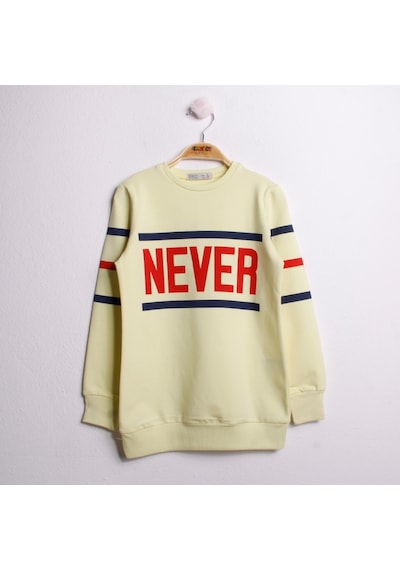 Toontoy Kız Çocuk Sweatshirt Never Baskı Sarı