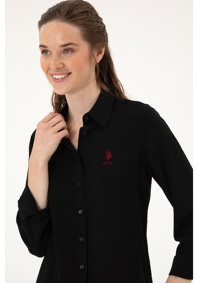 U.S. Polo Assn. Kadın Siyah Uzun Kollu Gömlek 50316429-VR046