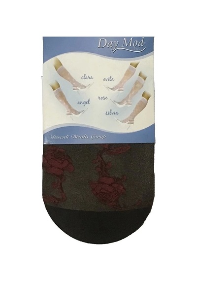 Daymod Kadın Manolya Soket Çorabı Siyah-kırmızı Siyah - Kırmızı