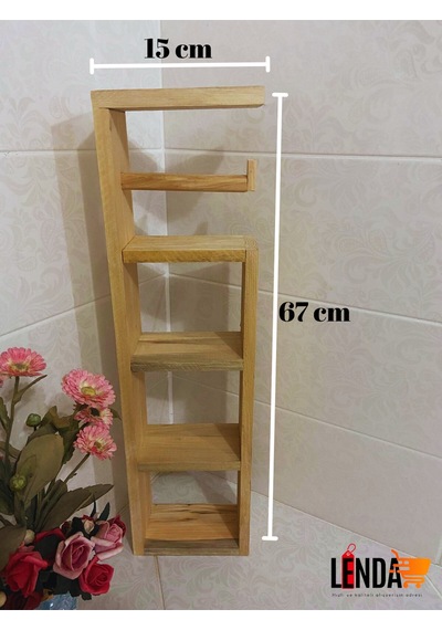 Çok Amaçlı Doğal Desenli Ahşap Tuvalet Kağıdı Standı Çam Ağacından Üretilmiştir. Bej