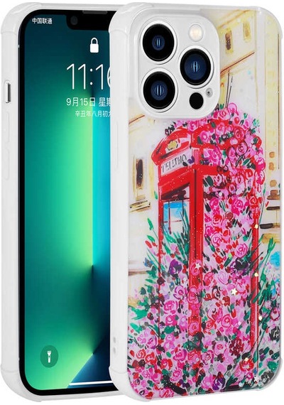 Apple iPhone 13 Pro Max Uyumlu Simli Desenli Kamera Korumalı Parlak Klfs Popy Kılıf-kulübe Kulübe