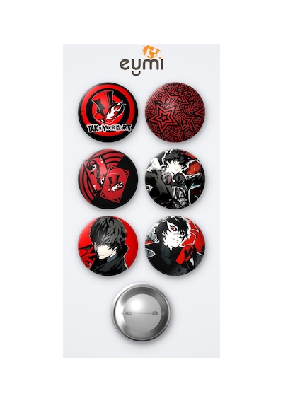 Persona 5 6'lı Metal Rozet Seti 58mm İğneli Buton Çanta Yaka Rozeti Çok Renkli