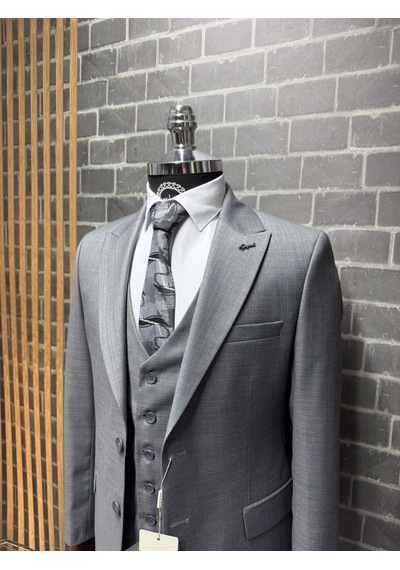 Dupont Classics Erkek Slim Fit 6 Drop Sivri Yaka Yelekli Filafil Çift Yırtmaç Takım Elbise Koyu Gri Dupont Classics Erkek Slim Fit 6 Drop Sivri Yaka Yelekli Filafil Çift Yırtmaç Takım Elbise Koyu Gri