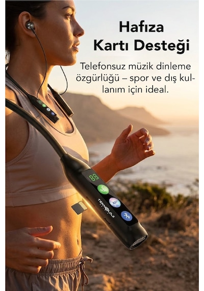 600 Saat Sporcu Kulaklığı Kablosuz Bluetoot Kulaklık Led Göstergeli Boyunluk Kulaklık Stereo V5.4