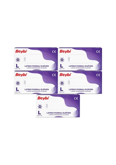 Beybi Lateks Pudralı Muayene Eldiveni L - Large -büyük 500 Lü Set