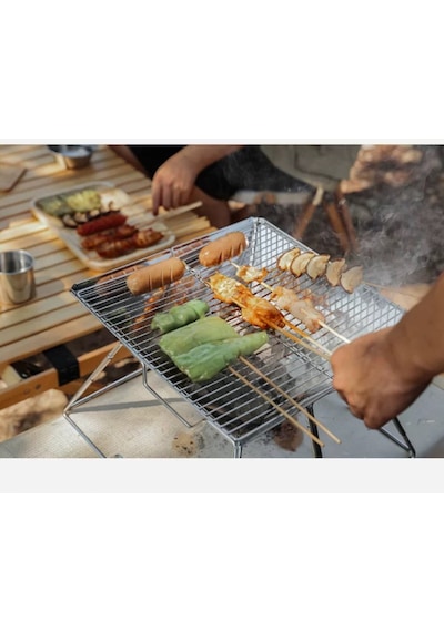Shufa Taşınabilir Paslanmaz Çelik Ateş Yakma Standı Büyük Boy Kolay Mangal / Barbekü Izgarası
