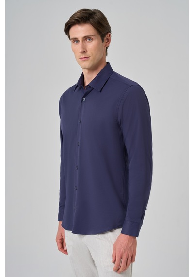 Morven Erkek Lacivert Slim Fit Sert Yaka Gömlek 26mc004003200 Lacivert